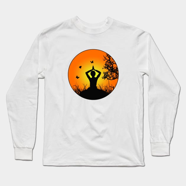 Yoga Long Sleeve T-Shirt by BattaAnastasia